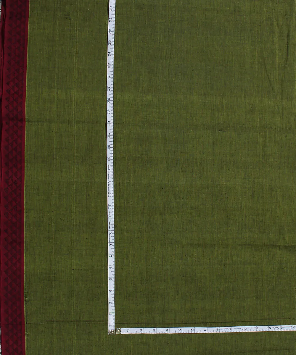 0.36m Olive green handwoven cotton fabric