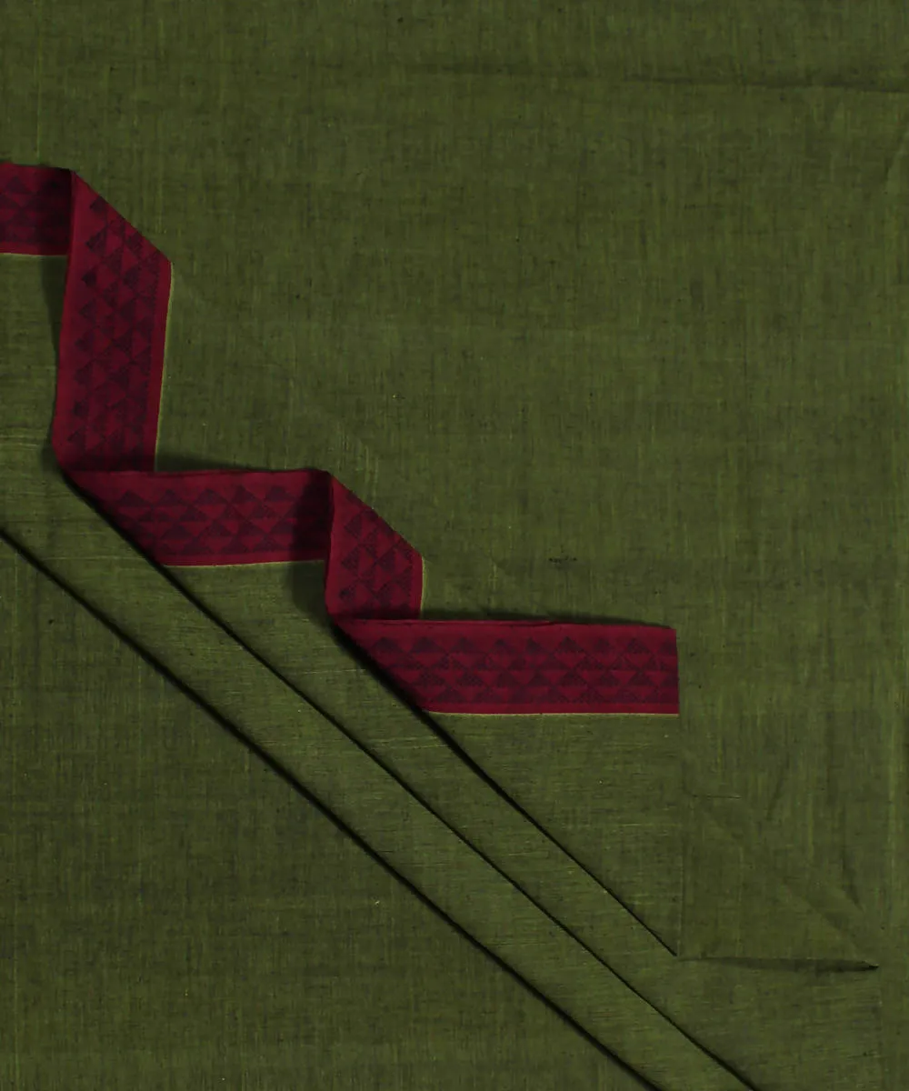 0.36m Olive green handwoven cotton fabric