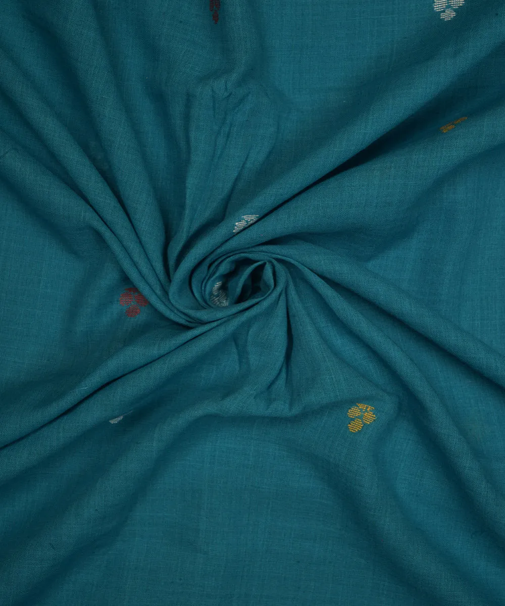 0.7m teal hand loom bengal cotton jamdani fabric