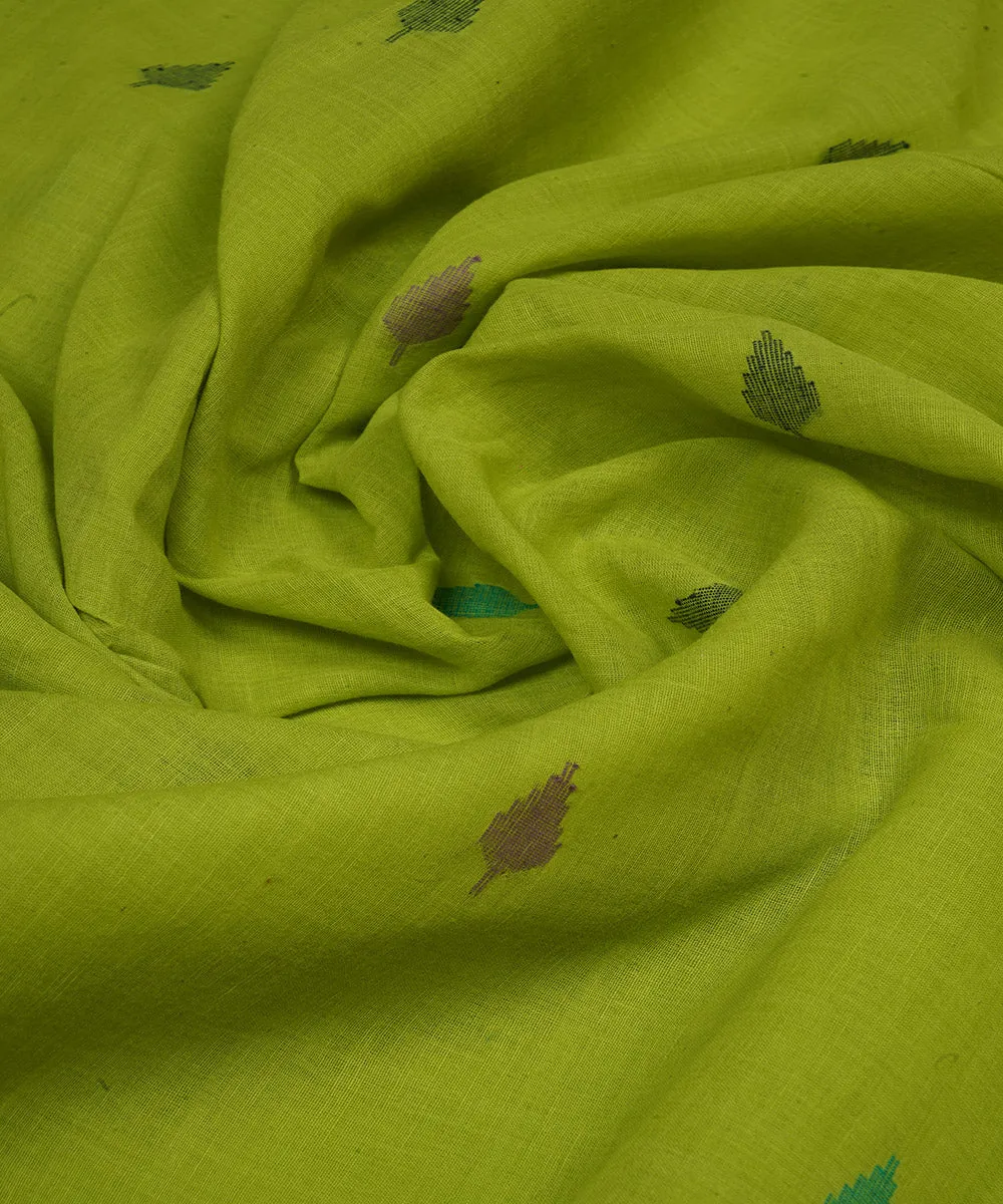 1.5m green handloom bengal cotton jamdani fabric