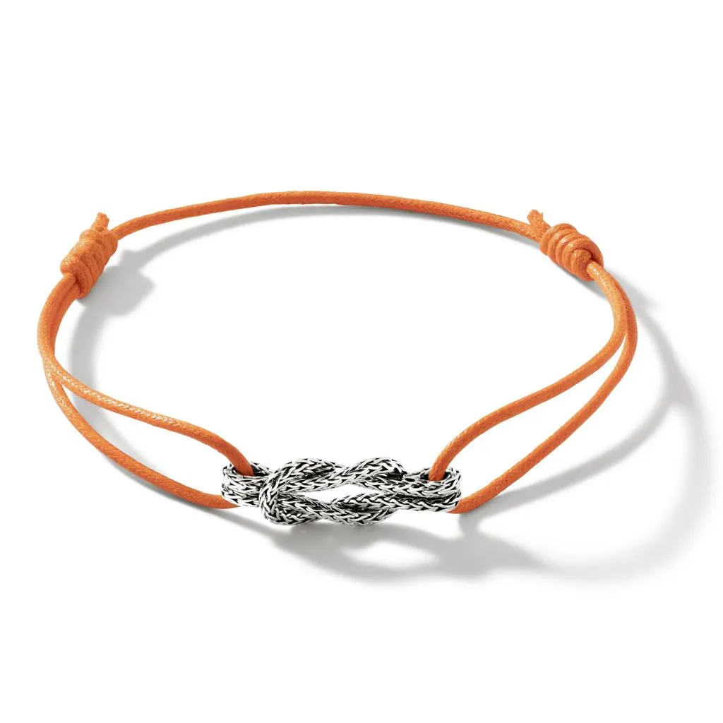 1.8mm Classic Chain Love Knot on Orange Cotton Cord