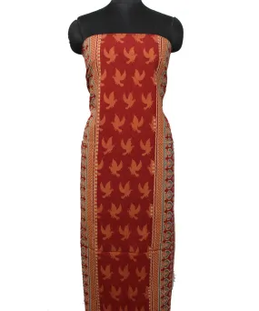 3m maroon cotton printed ajrakh kurta material