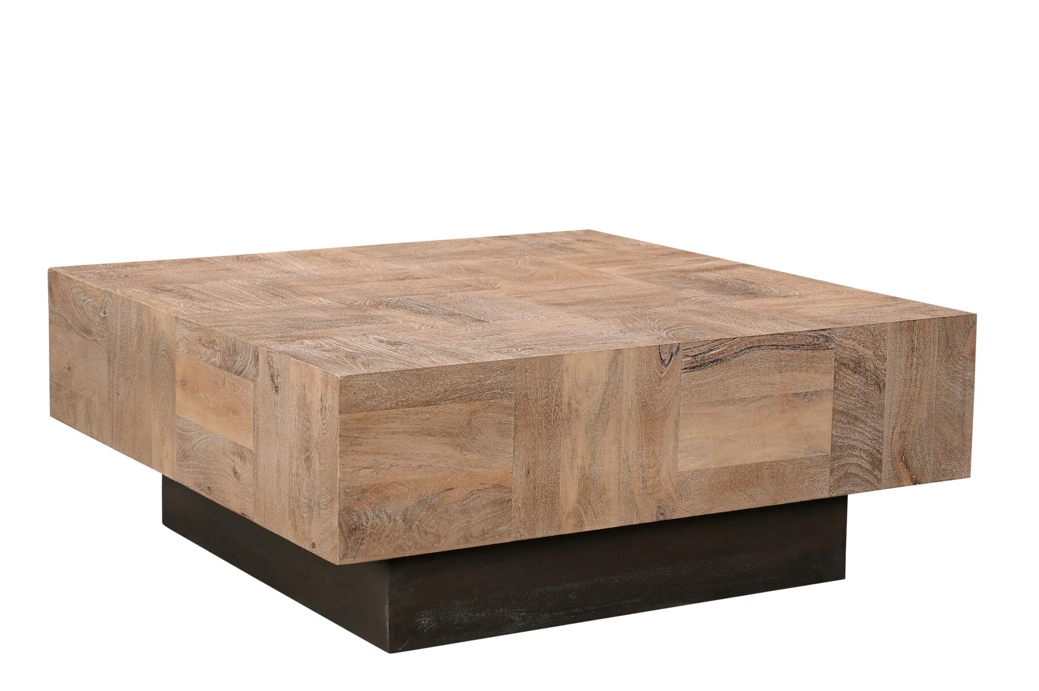 40 Brown And Black Solid Wood Square Coffee Table