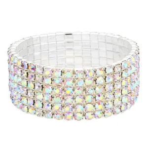 6 Line Rhinestone Stretch Bracelet