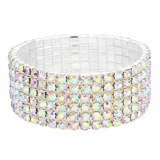 6 Line Rhinestone Stretch Bracelet