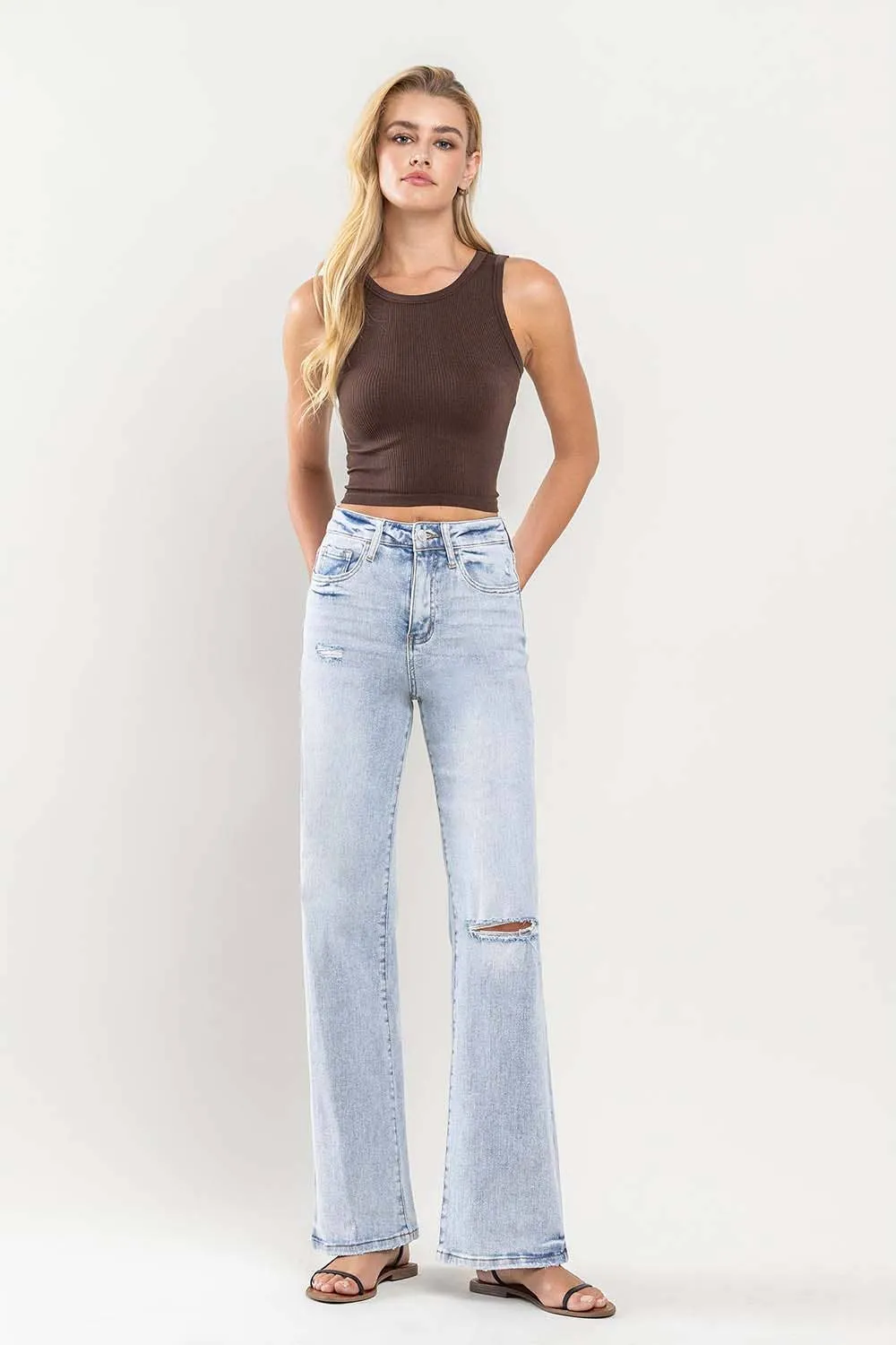 90'S VINTAGE SUPER HIGH RISE FLARE JEANS