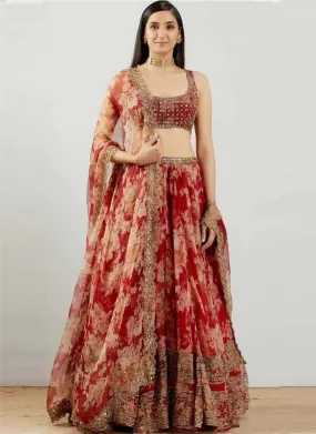 Amazing Look Georgette Fabric Maroon Lehenga Choli