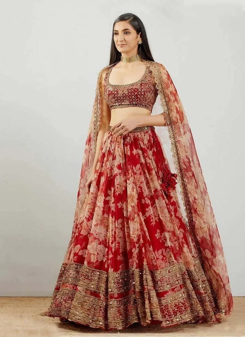 Amazing Look Georgette Fabric Maroon Lehenga Choli