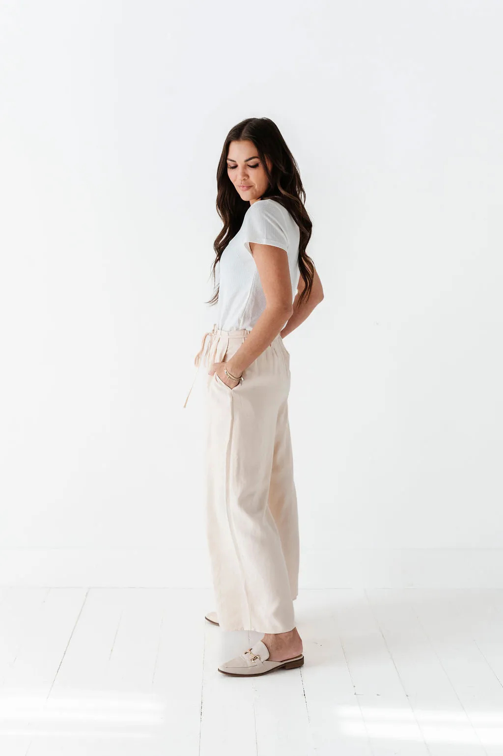 Anniston Wide Leg Pants in Cream