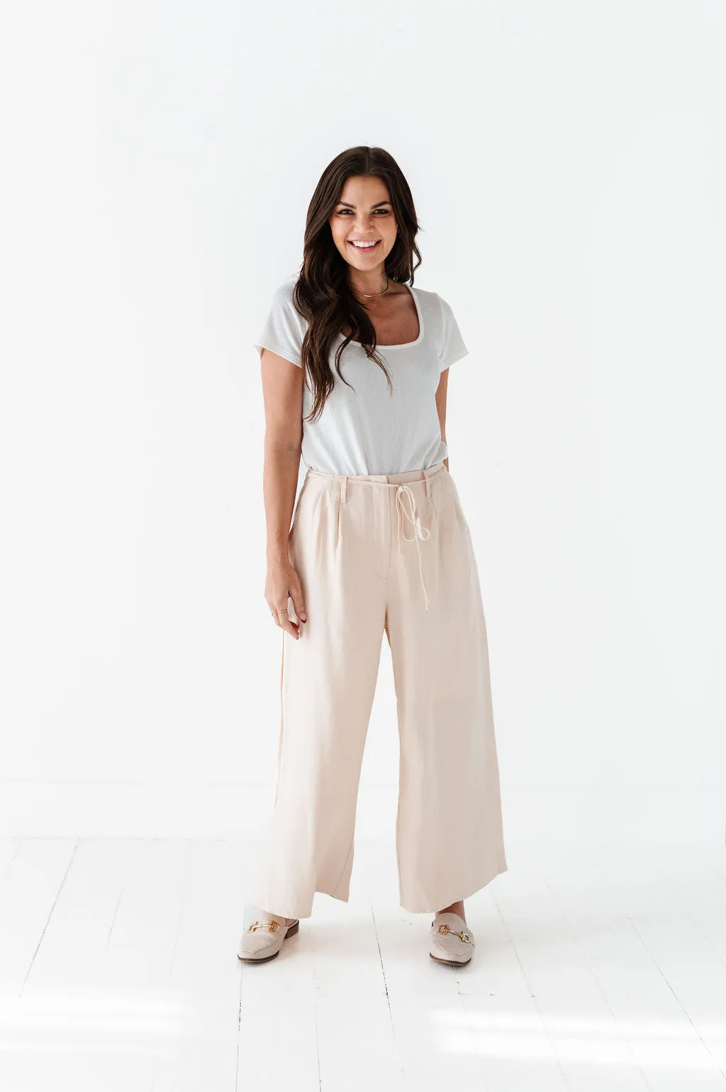 Anniston Wide Leg Pants in Cream