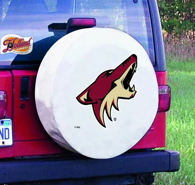 Arizona Coyotes HBS White Vinyl Fitted Spare Car Tire Cover