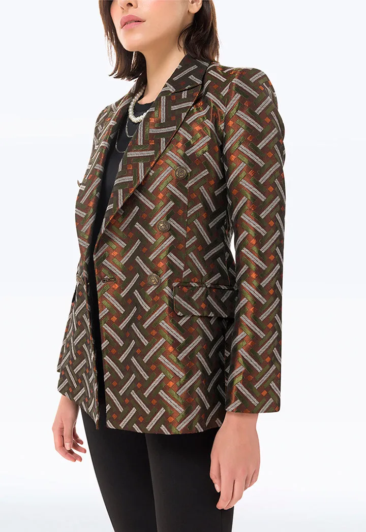 Basket Weave Look Classic Blazer