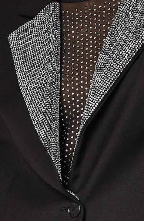 Black Rhinestone-lapel Jacket