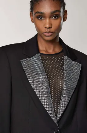 Black Rhinestone-lapel Jacket