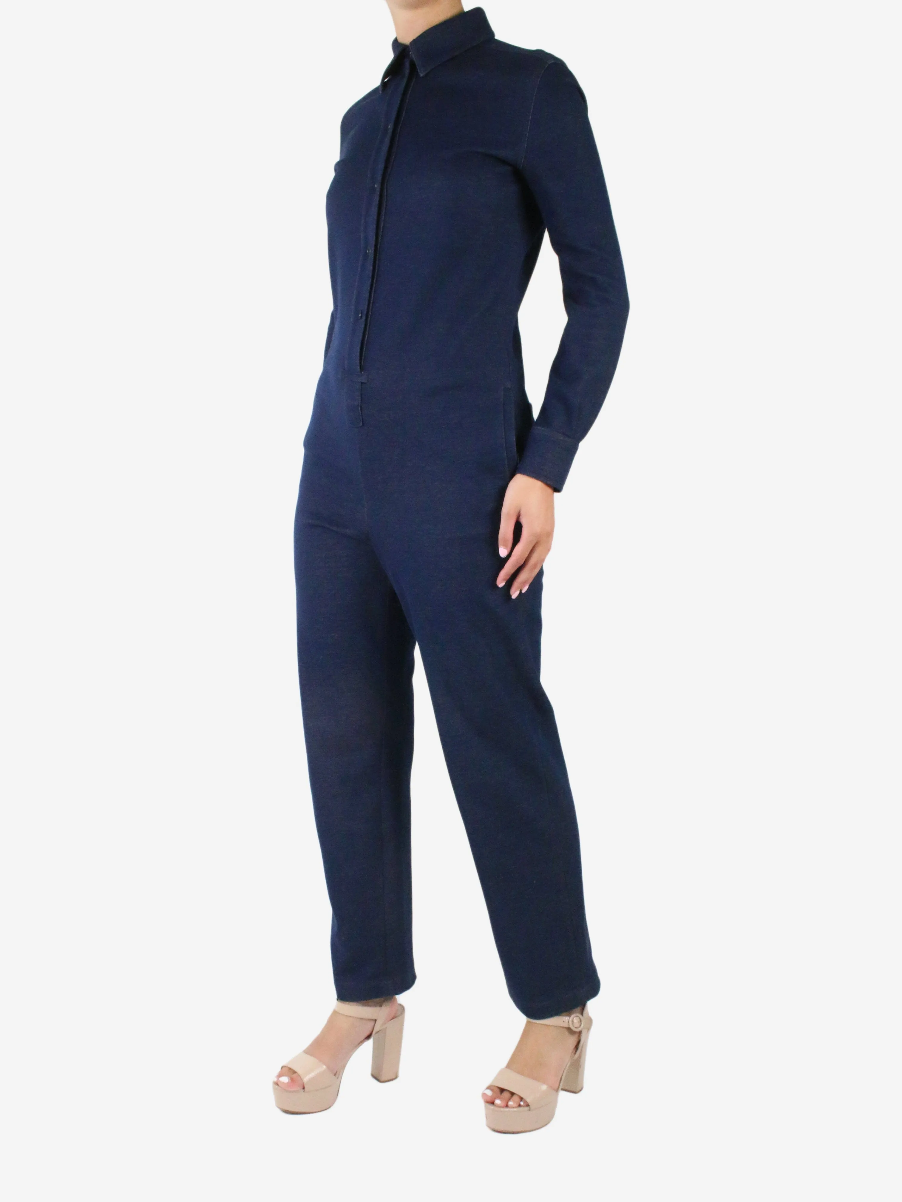 Blue denim-look jumpsuit - size UK 10