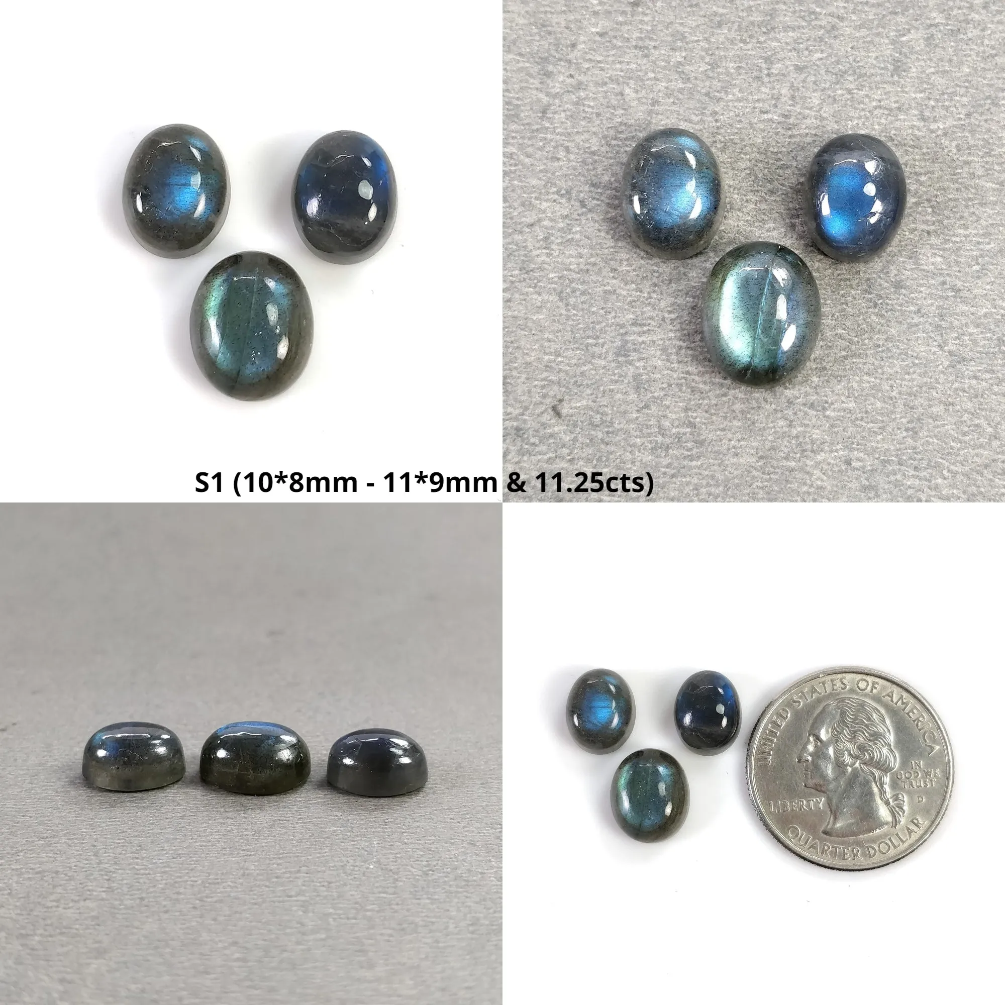 BLUE LABRADORITE And Orange SUNSTONE Gemstone Cabochon : Natural Untreated Labradorite Oval Pear Round Shapes 3pcs 4pcs