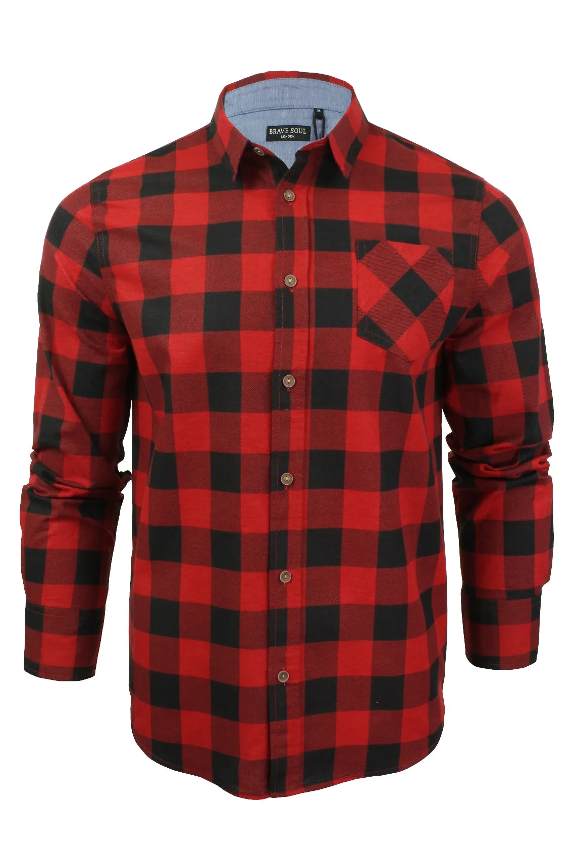 Brave Soul 'Jack' Brushed Flannel Check Shirt - Long Sleeved