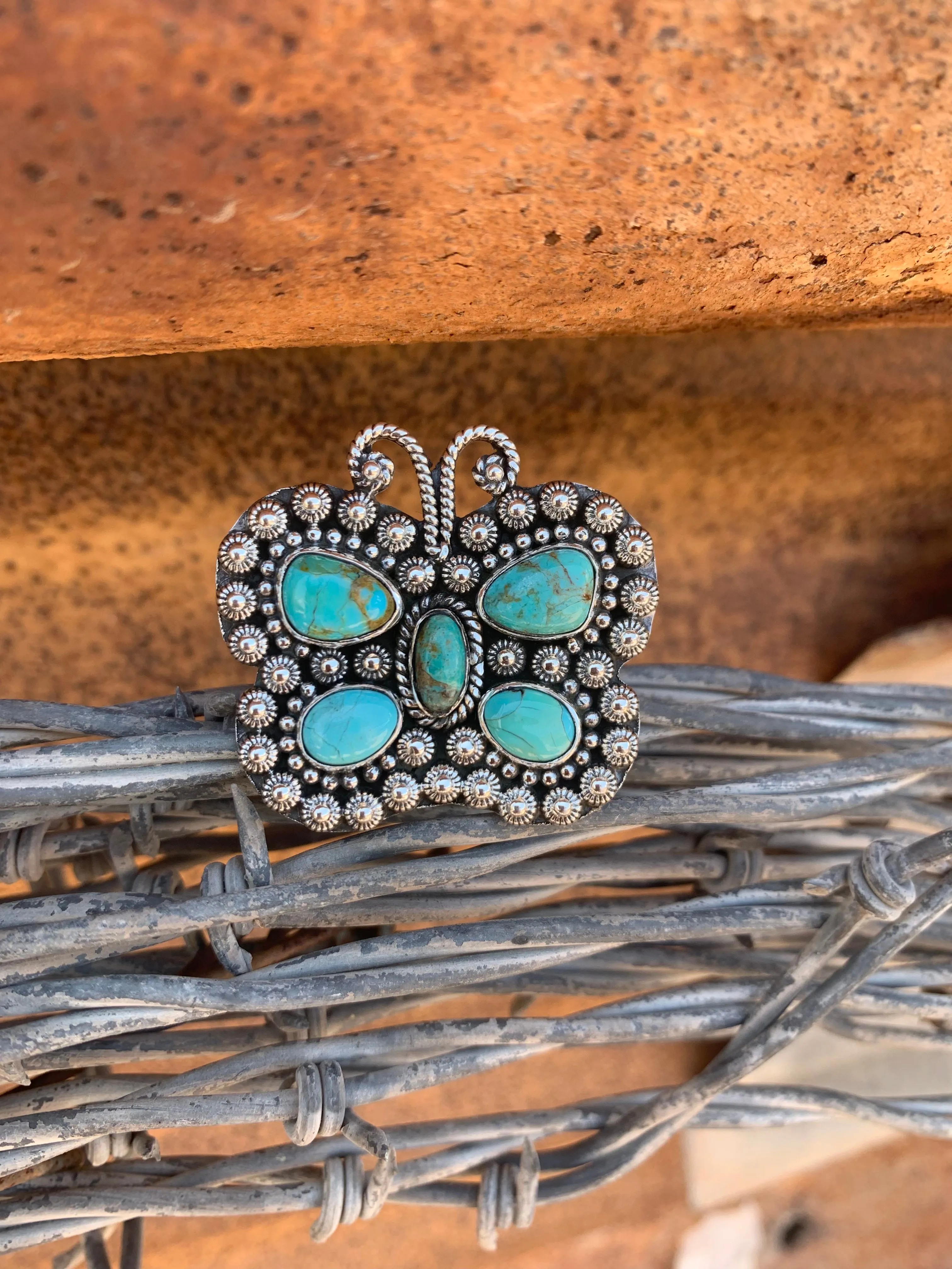 Butterfly of Turquoise Adjustable ring