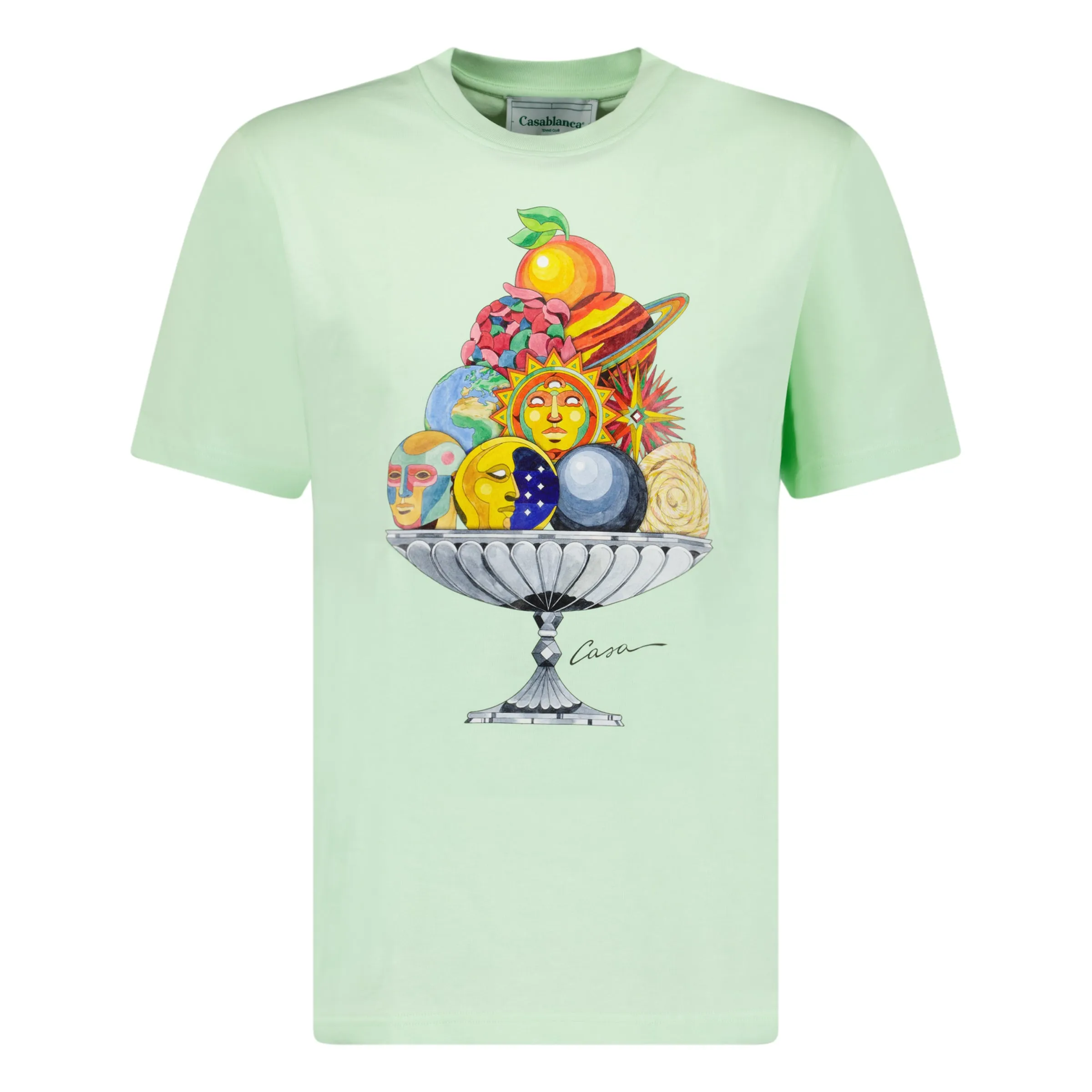 CASABLANCA FRUIT BOWL PRINTED T-SHIRT LIME GREEN