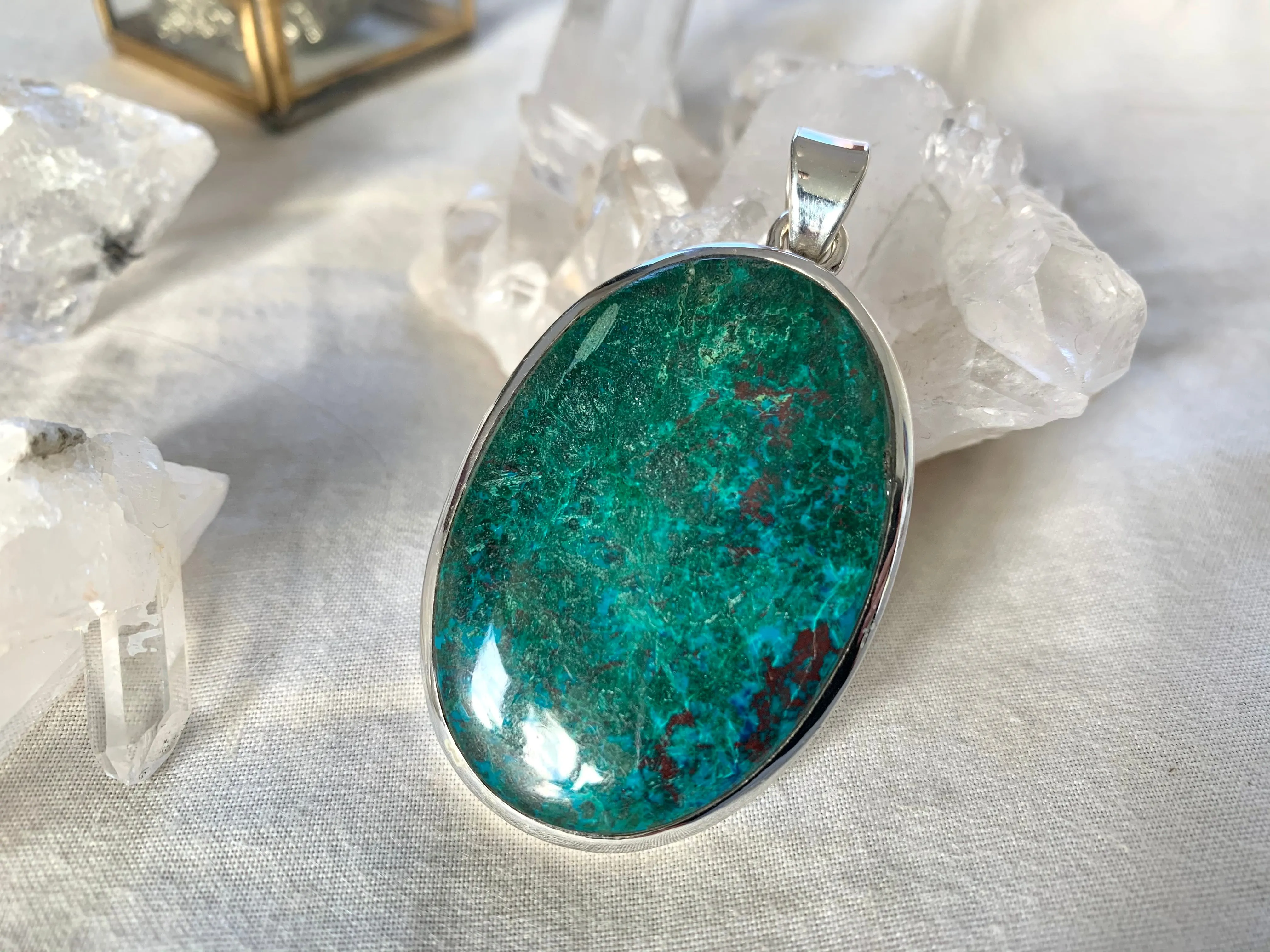 Chrysocolla Naevia Pendant - Large Oval