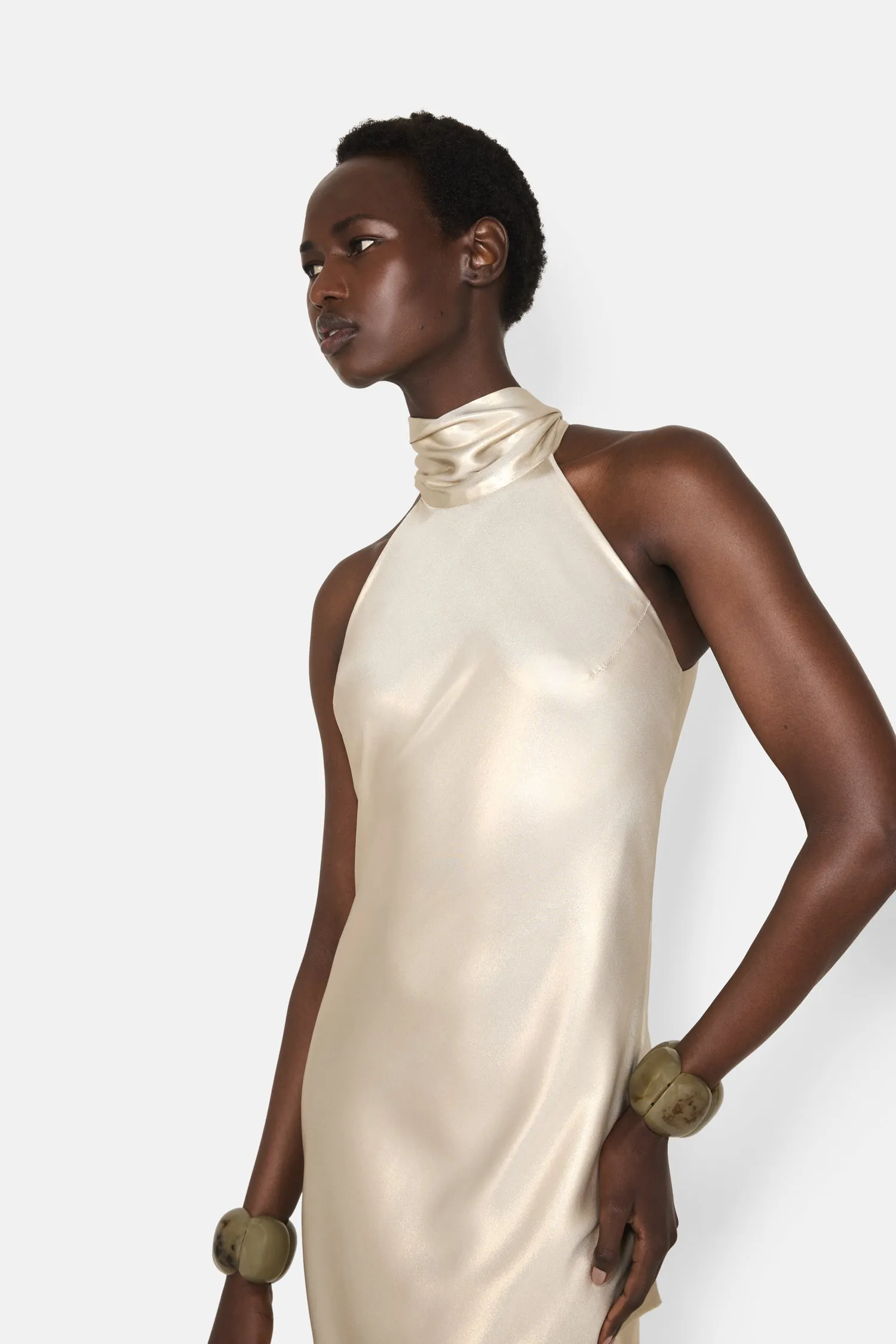 CROPPED SIENNA DRESS - CHAMPAGNE