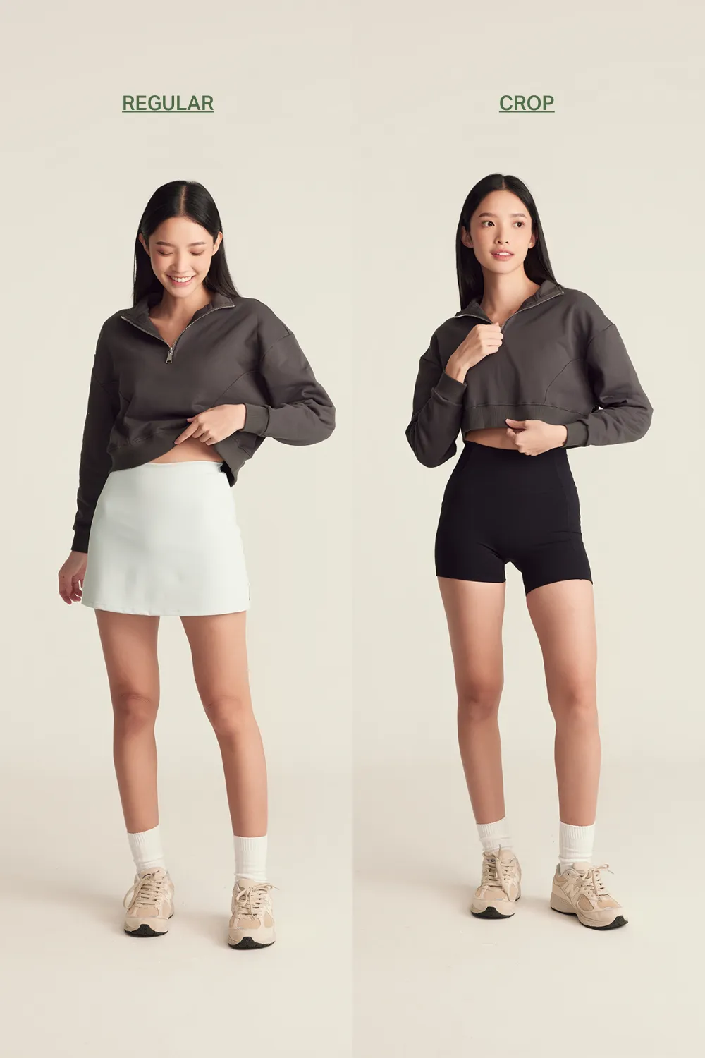 Effortless Half Zip (Crop) in Truffle