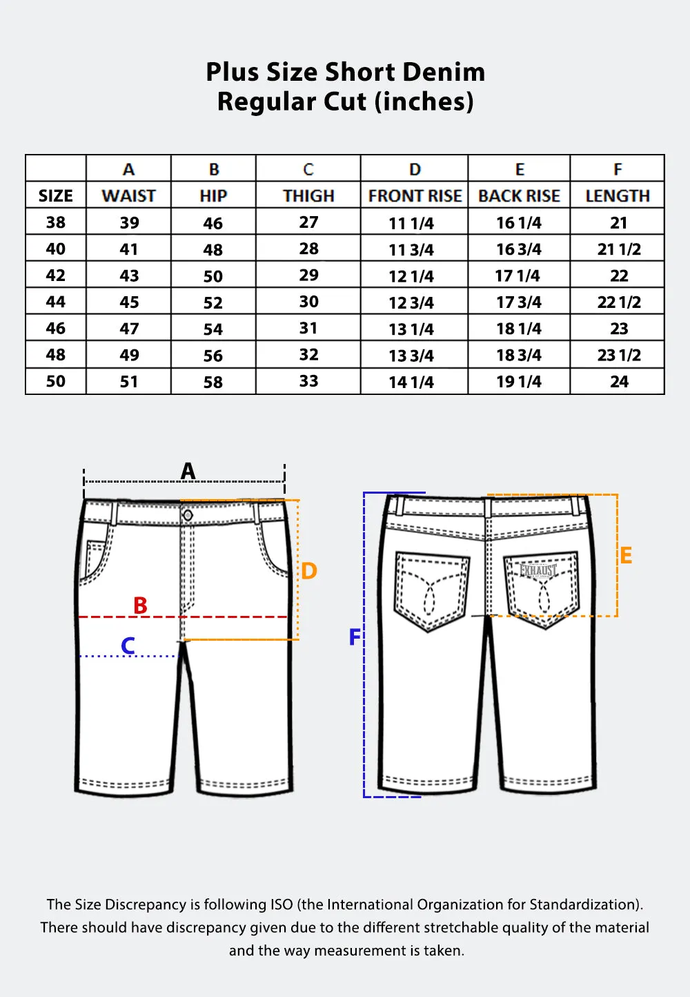 EXHAUST Jeans Short Pants [Regular Fit-Plus Size] 1366