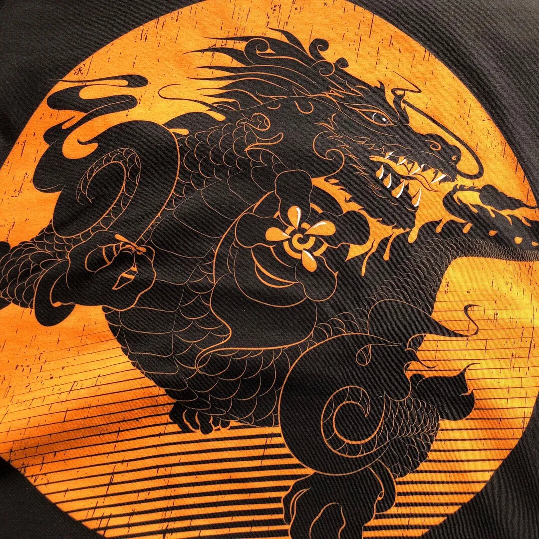 Fair Trade Unisex Organic Cotton Bhutanese Thunder Dragon T-shirt Black