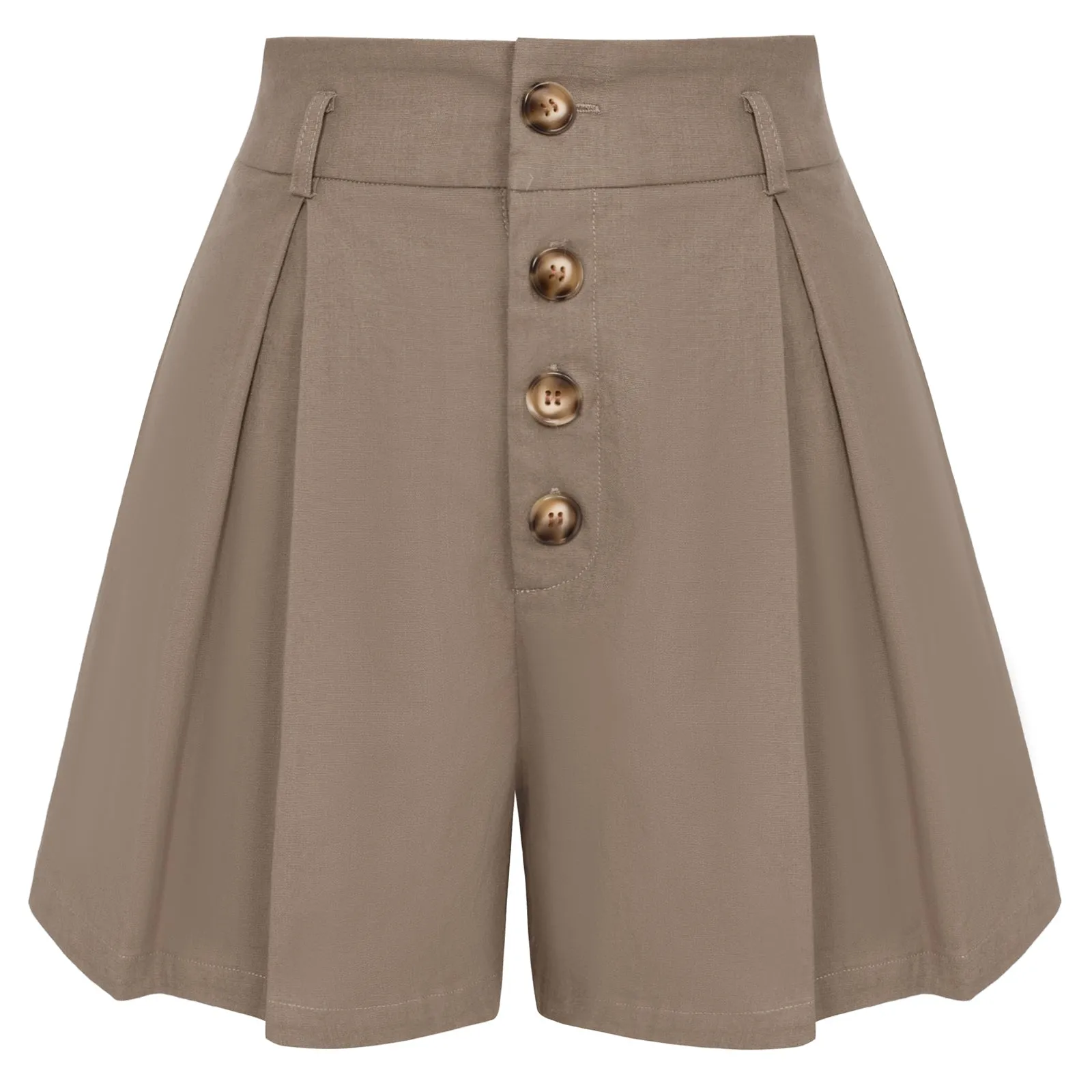 Fans Look of Vintage Cotton Shorts with Belt Elastic High Waist Wide Leg Shorts