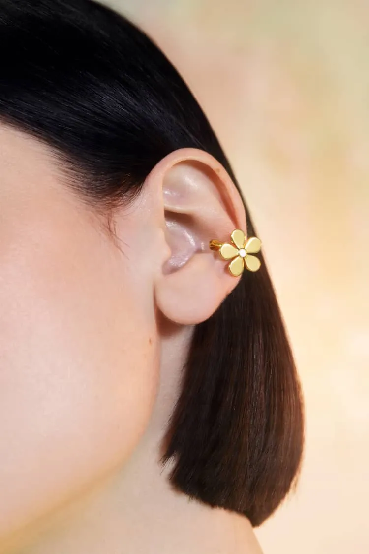 flower ear cuff in gold