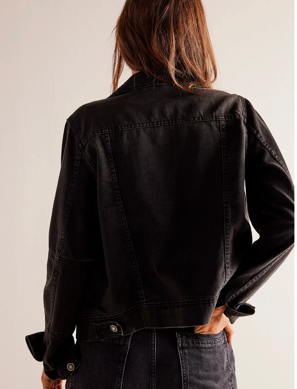 Free People Rumors Denim Jacket in Black