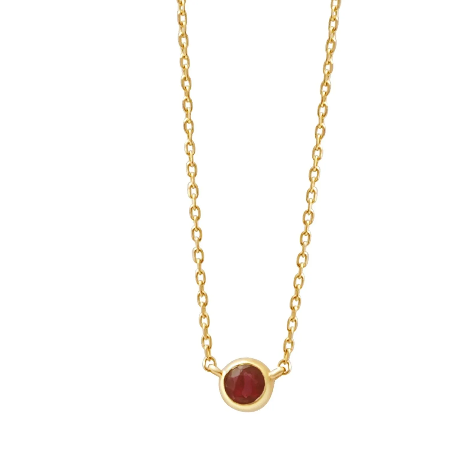 Garnet Station Necklace Bezel Set in 14k Gold