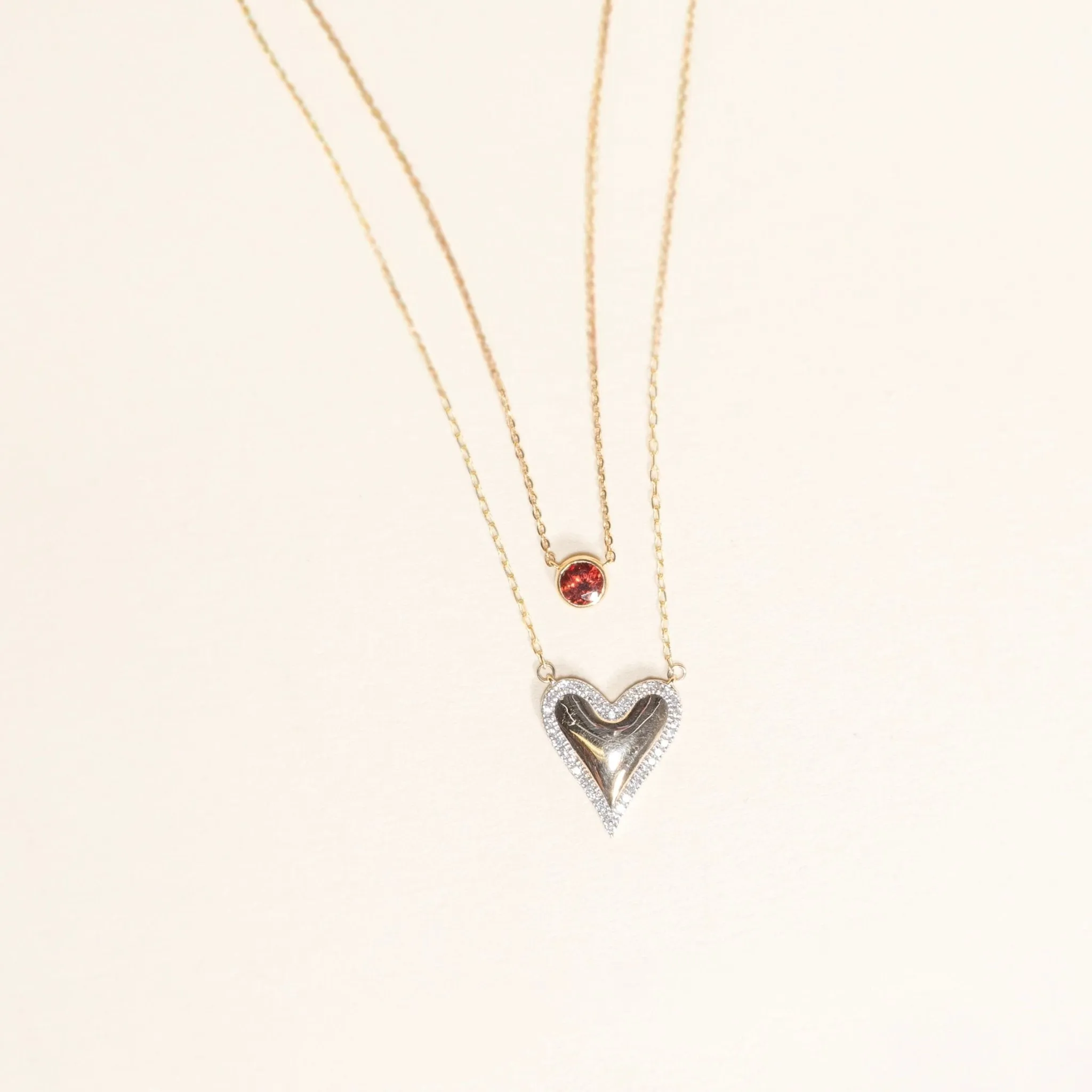 Garnet Station Necklace Bezel Set in 14k Gold