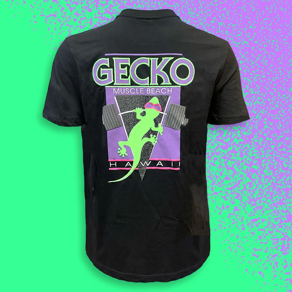 Gecko Muscle Beach V2 1988 Black Tee