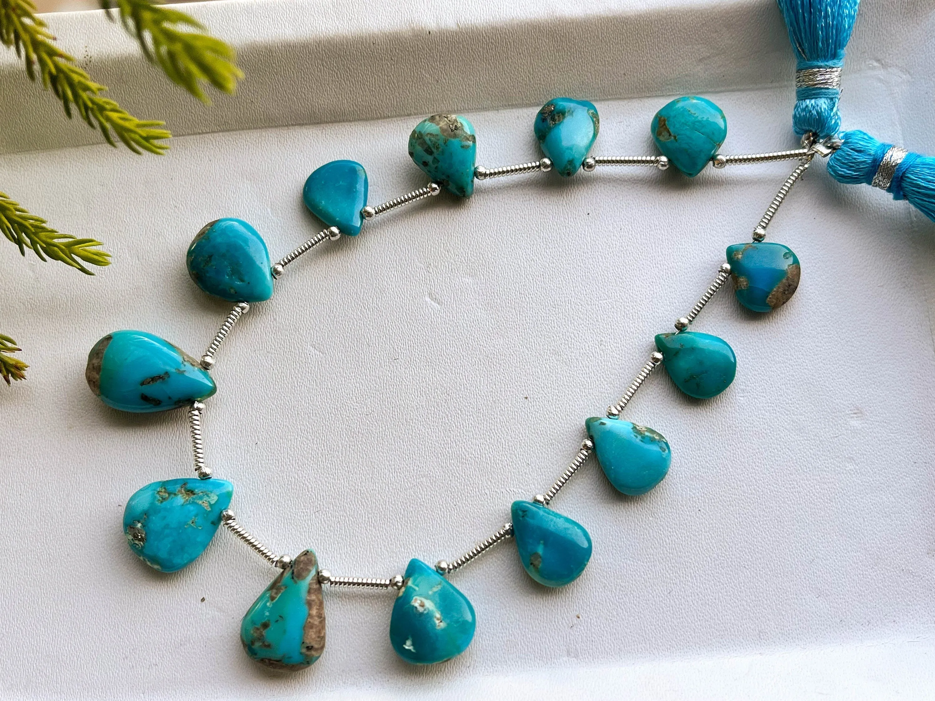 Genuine Arizona Turquoise Pear Shape Briolette Beads