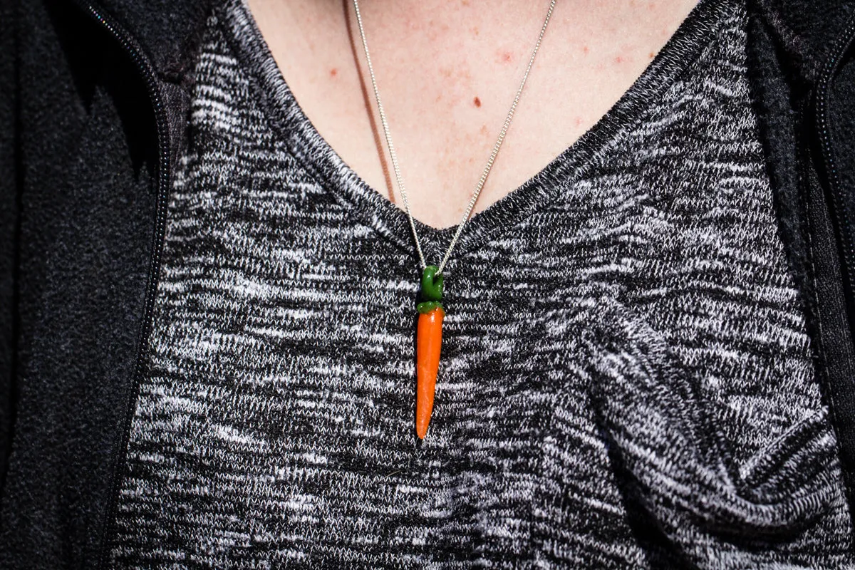 Glass Carrot Pendant with Cremation Ash