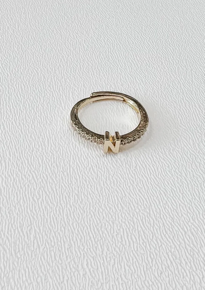 Gold Dainty Initial Ring