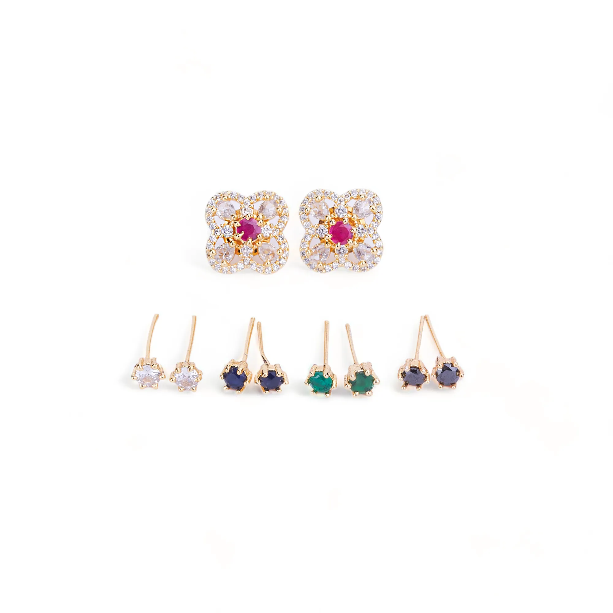 Gold Plated 5 Color Changeable Earrings