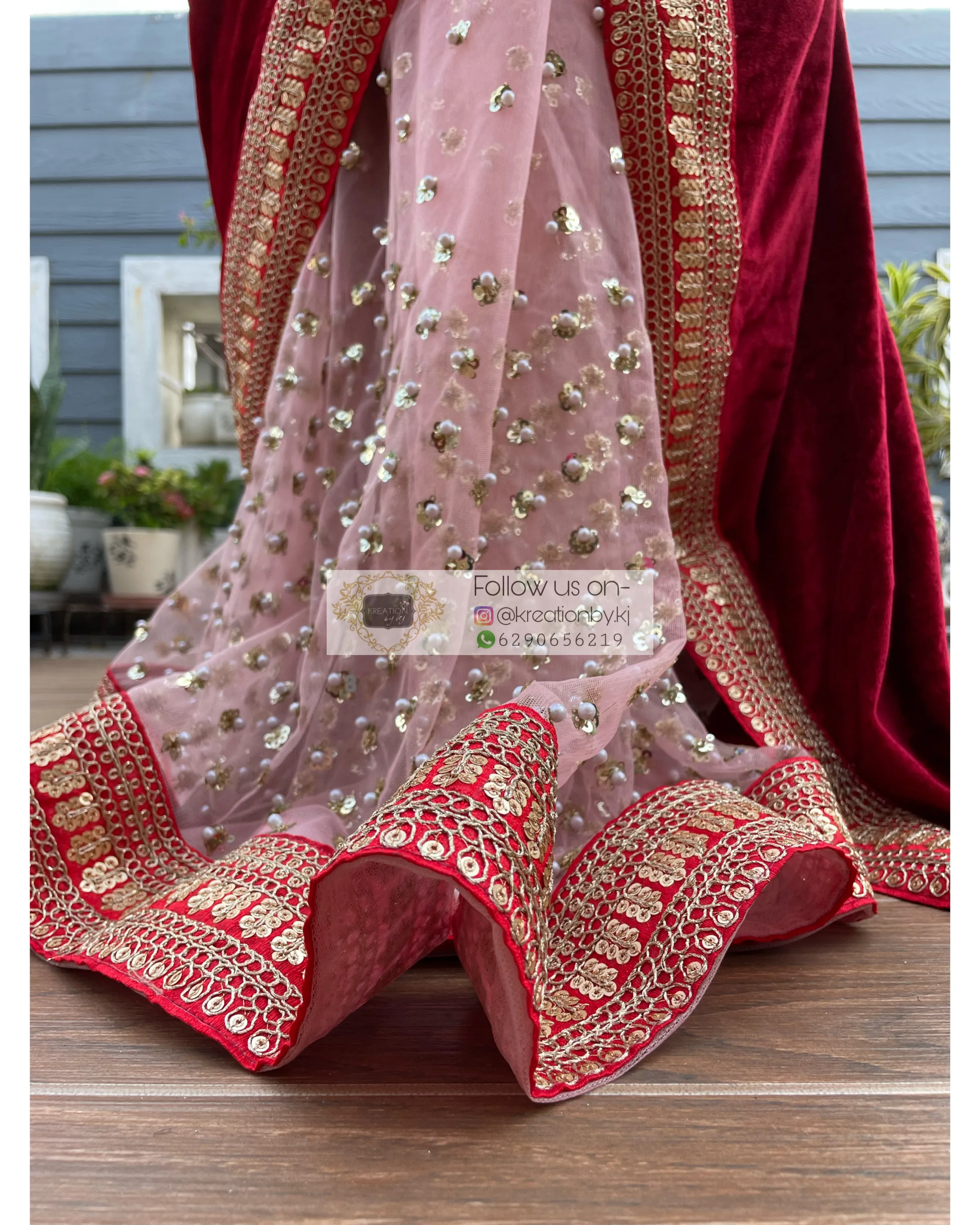 Half Velvet Half Net Maroon Saree