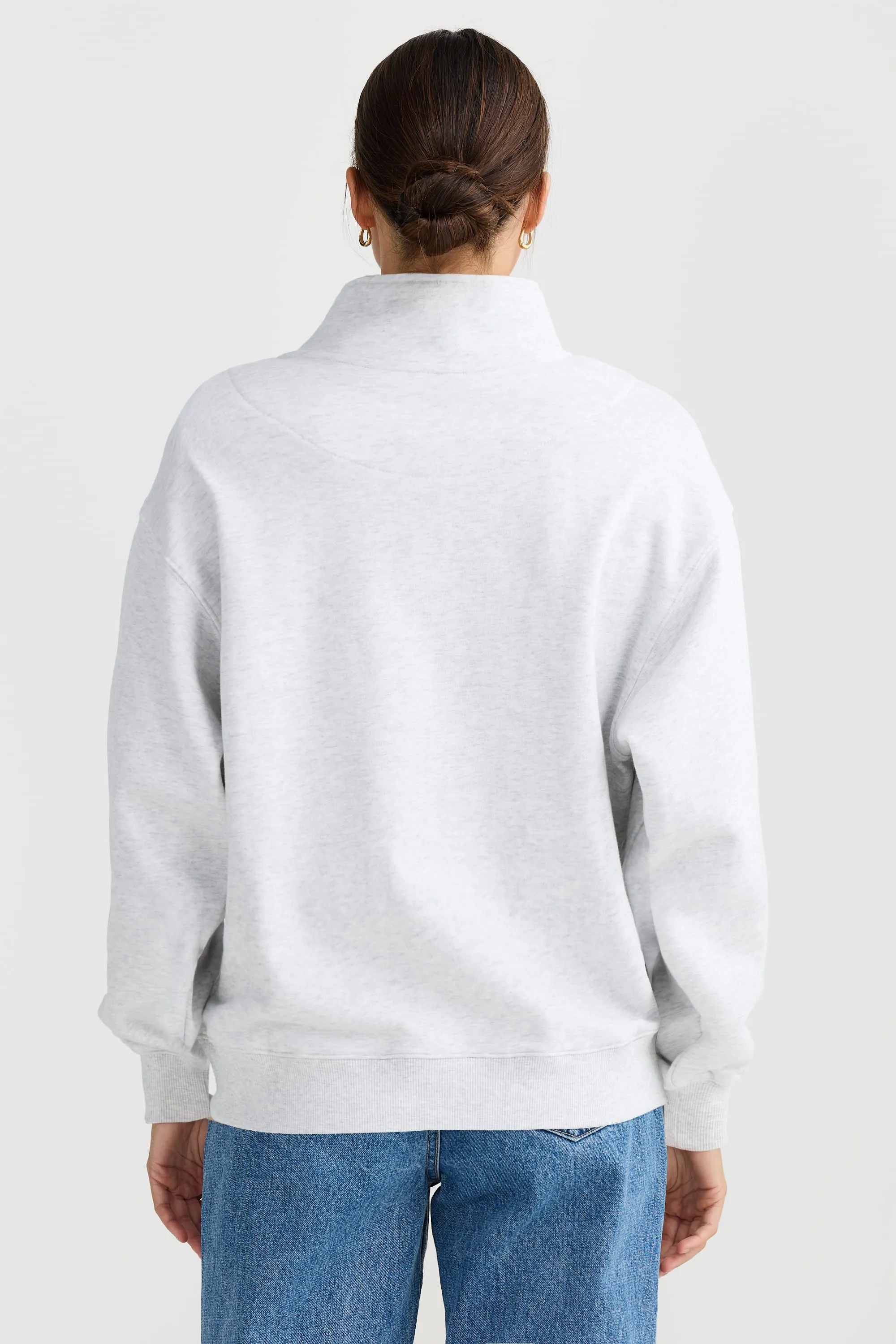 Hallie High Neck Sweater White Marle