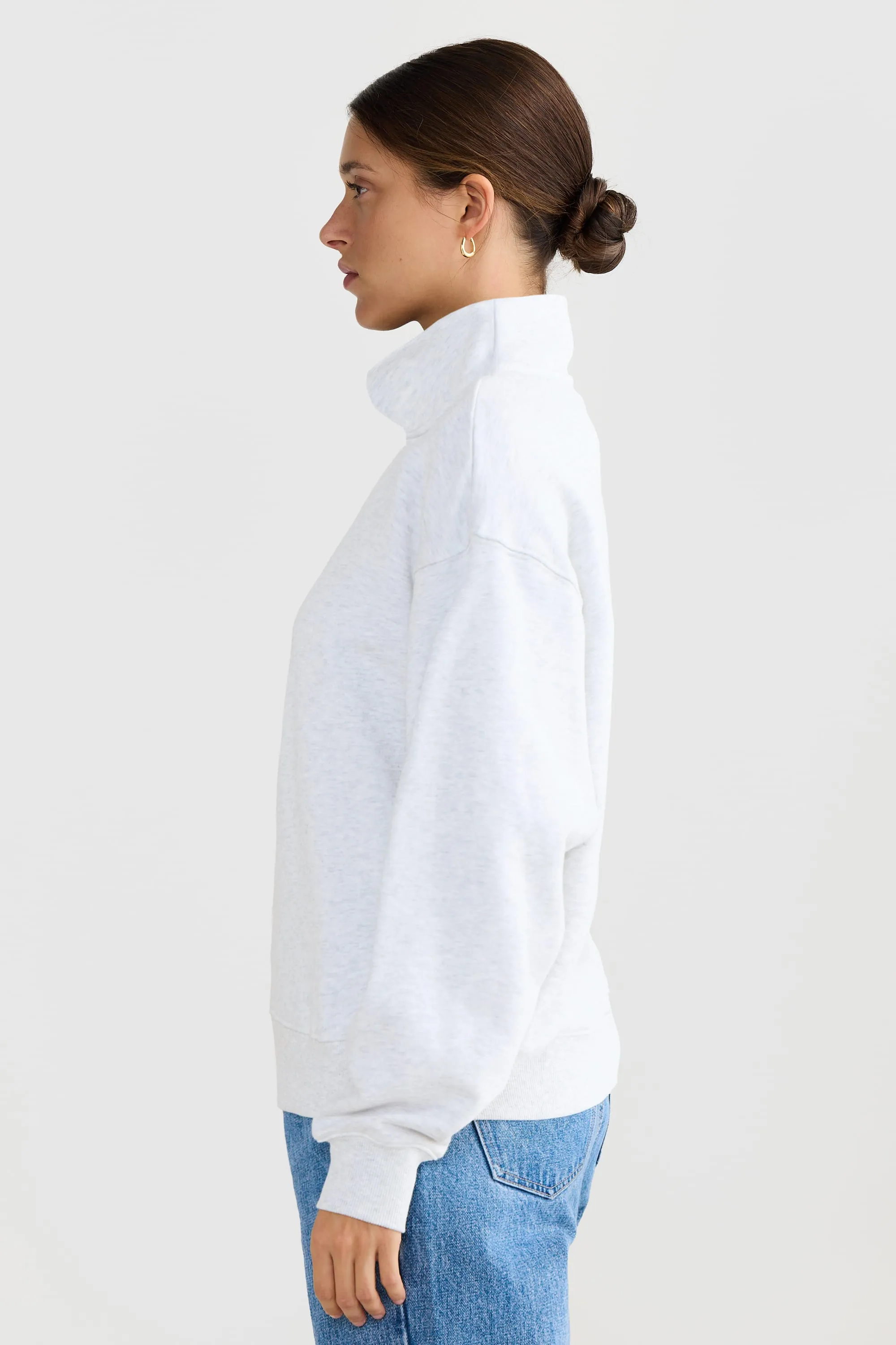 Hallie High Neck Sweater White Marle