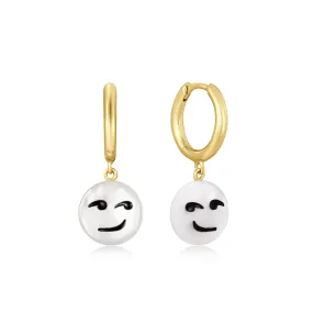 Happy Kids | Smirk Single Earring | White Mother of Pearl | 14K Gold Plated 925 Silver