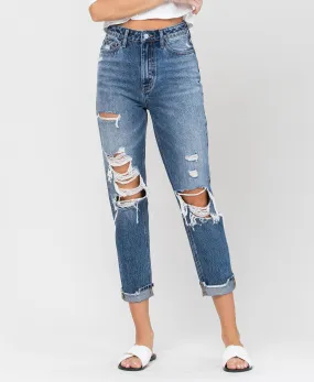 Hart - Super High Rise Distressed Cuffed Mom Jeans