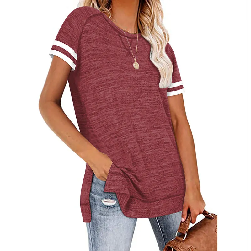 Haute Edition Women's Side Slit Varsity Stripe T-Shirt