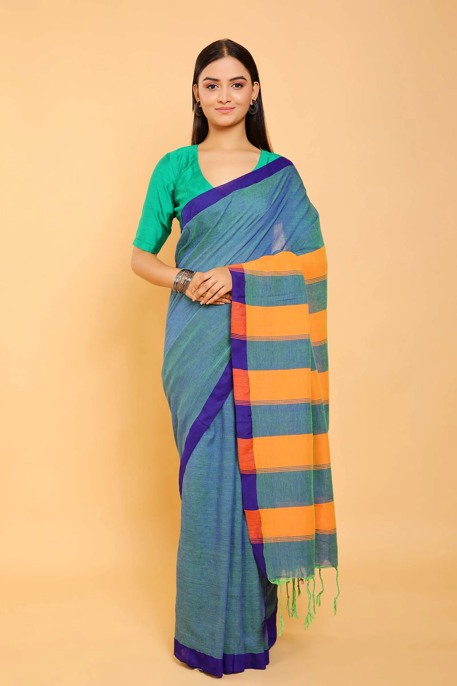 Helena Cotton Loom Woven Saree