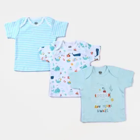 Infant Boys Cotton Poplin 3 Piece T-Shirt Set-mIX