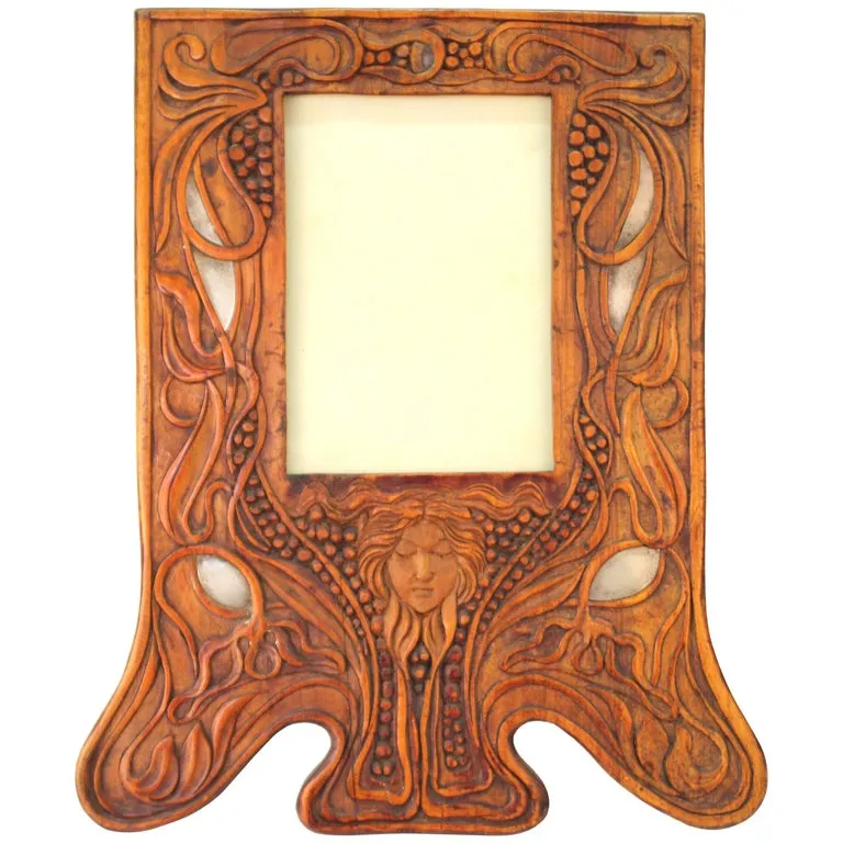 Italian Art Nouveau Picture Frame in Fruitwood and Silver Carlo Zen Attributed