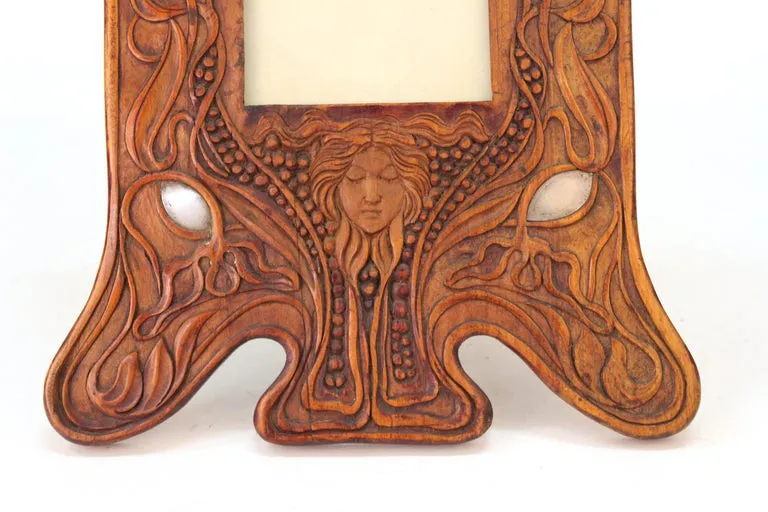 Italian Art Nouveau Picture Frame in Fruitwood and Silver Carlo Zen Attributed