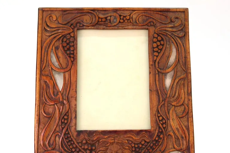 Italian Art Nouveau Picture Frame in Fruitwood and Silver Carlo Zen Attributed