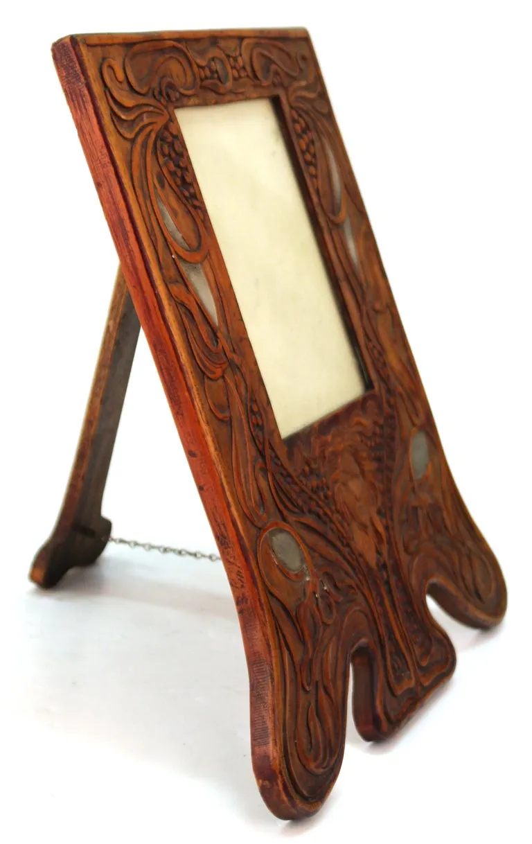 Italian Art Nouveau Picture Frame in Fruitwood and Silver Carlo Zen Attributed